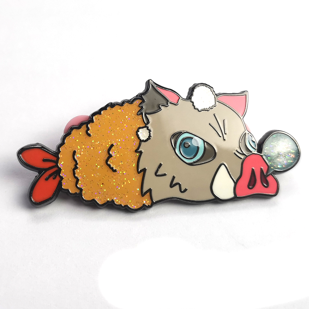 Anime 3D dessin animé Logo métal paillettes personnalisé doux dur émail épinglette Badge personnalisé émail broche