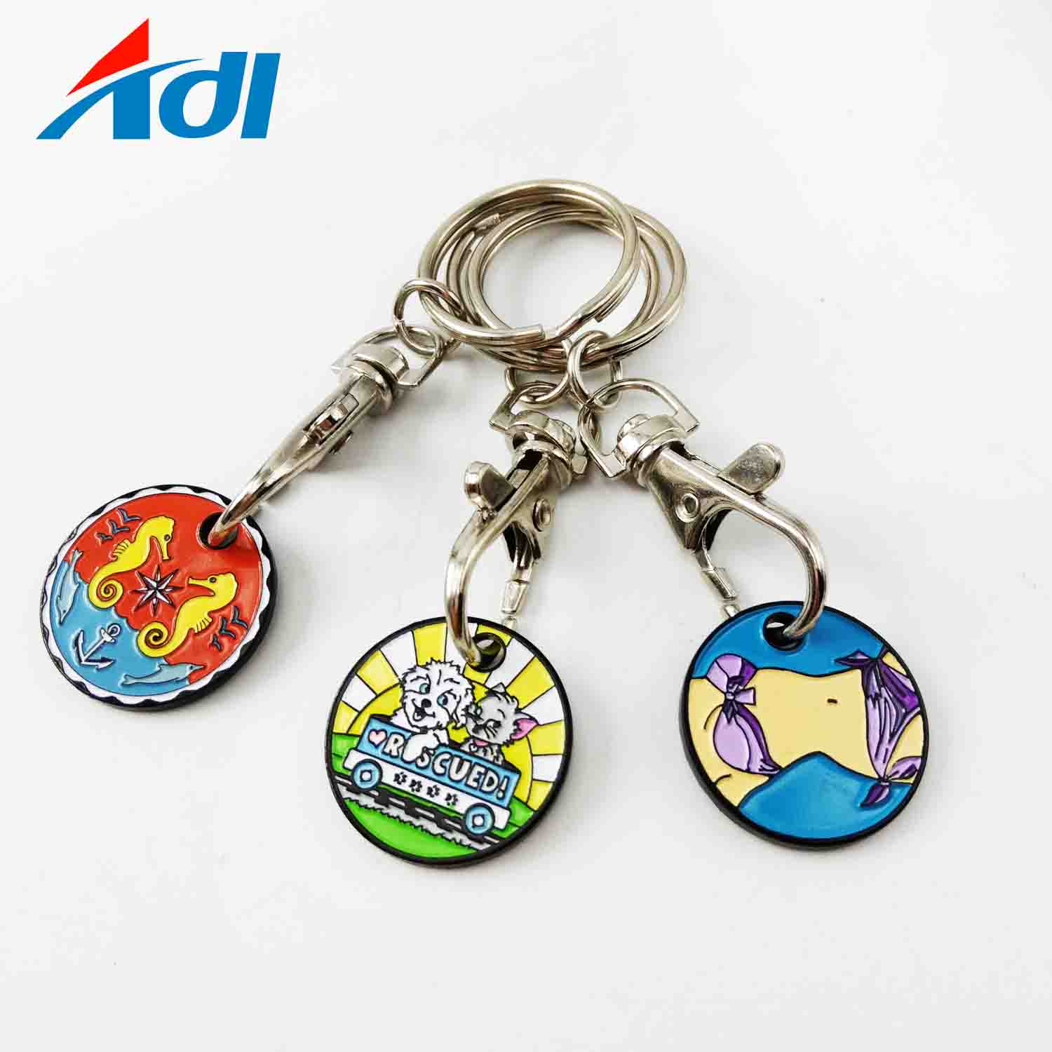 La Chine Commerce de gros Trolley Coins Token Keyring Metal Keychain Shopping Cart Coin