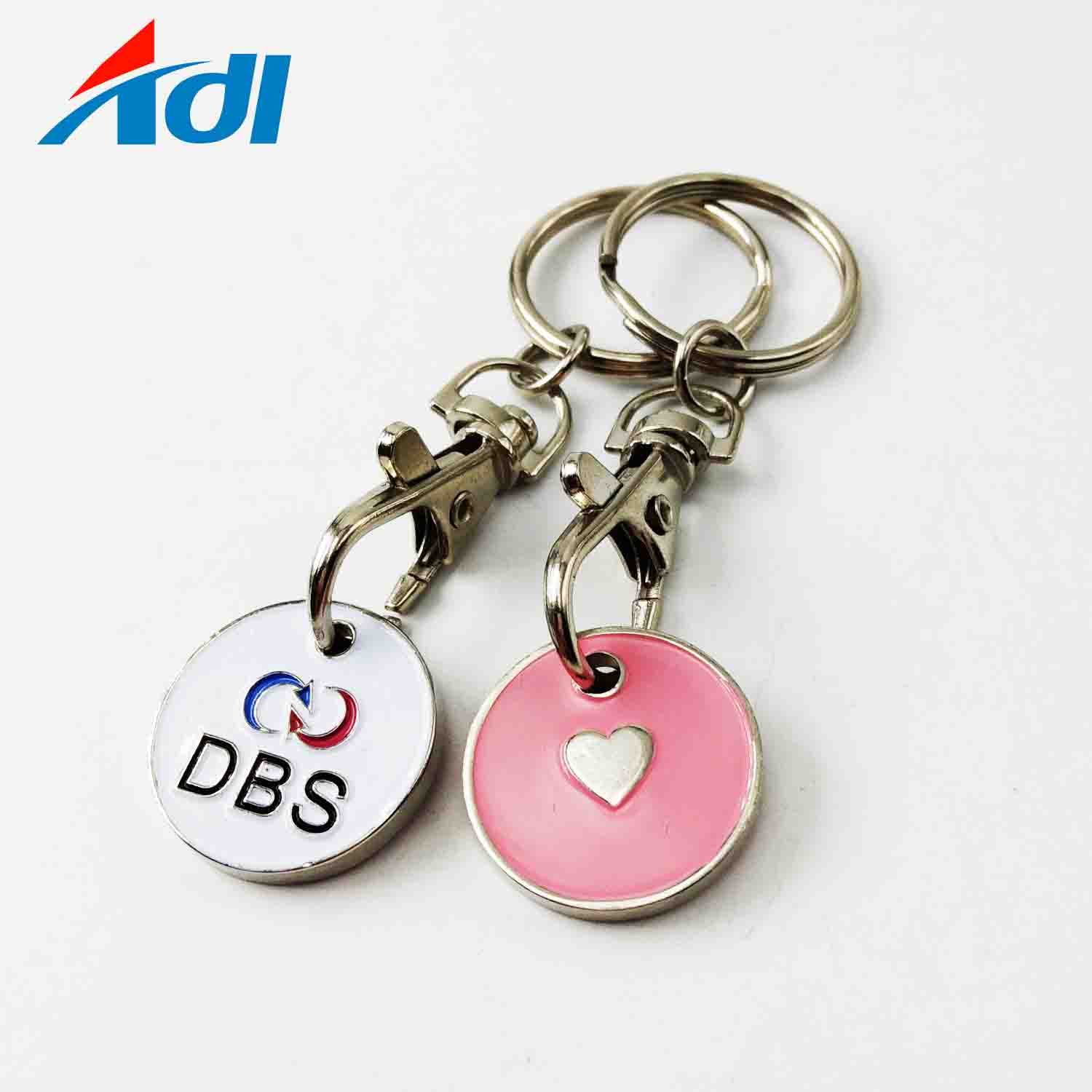 La Chine Commerce de gros Trolley Coins Token Keyring Metal Keychain Shopping Cart Coin