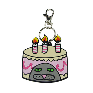Porte-clés en PVC en caoutchouc pour gâteau d'anniversaire personnalisé
