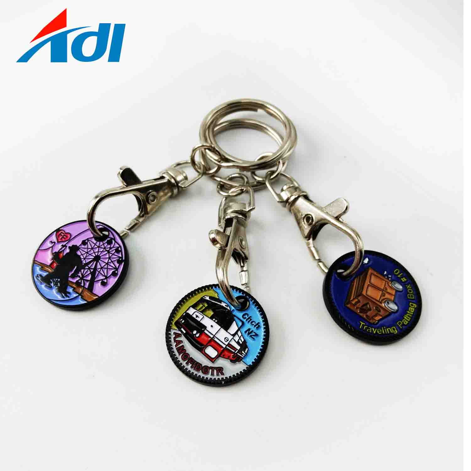 La Chine Commerce de gros Trolley Coins Token Keyring Metal Keychain Shopping Cart Coin